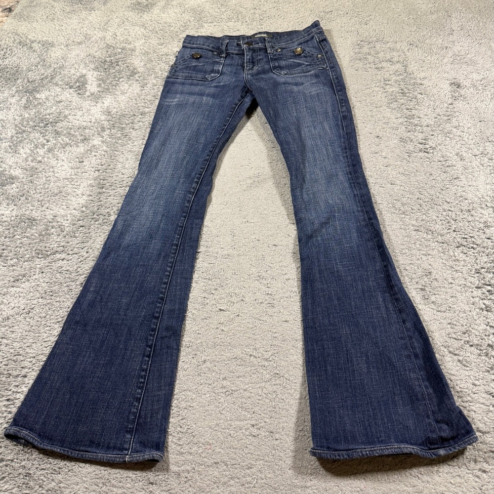 Rock & Republic Womens Flare Leg Jeans Size 26 Blue Dark Wash Low Rise Stretch